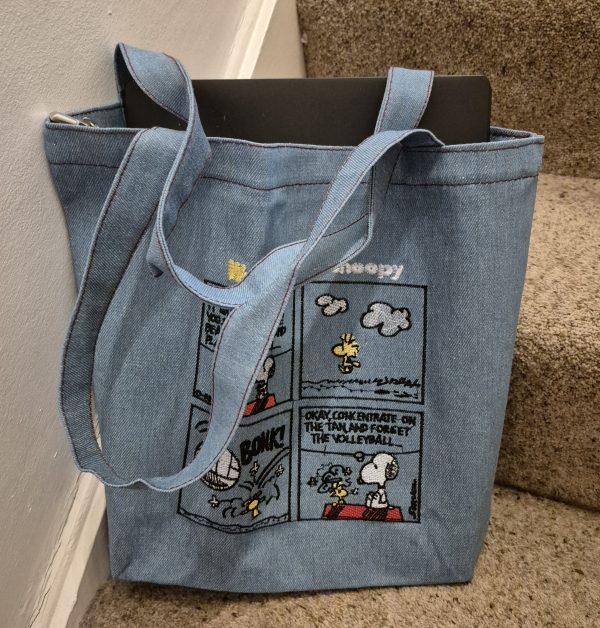 Large Denim Snoopy Cartoon Bag - Image 2