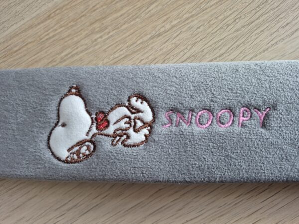 Grey Velour Snoopy Seat Belt Cover – Soft, Cute & Comfortable - Image 3