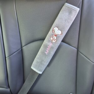 Grey Velour Snoopy Seat Belt Cover – Soft, Cute & Comfortable