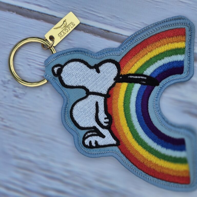 Rainbow Snoopy Bag Charm – Blue trim