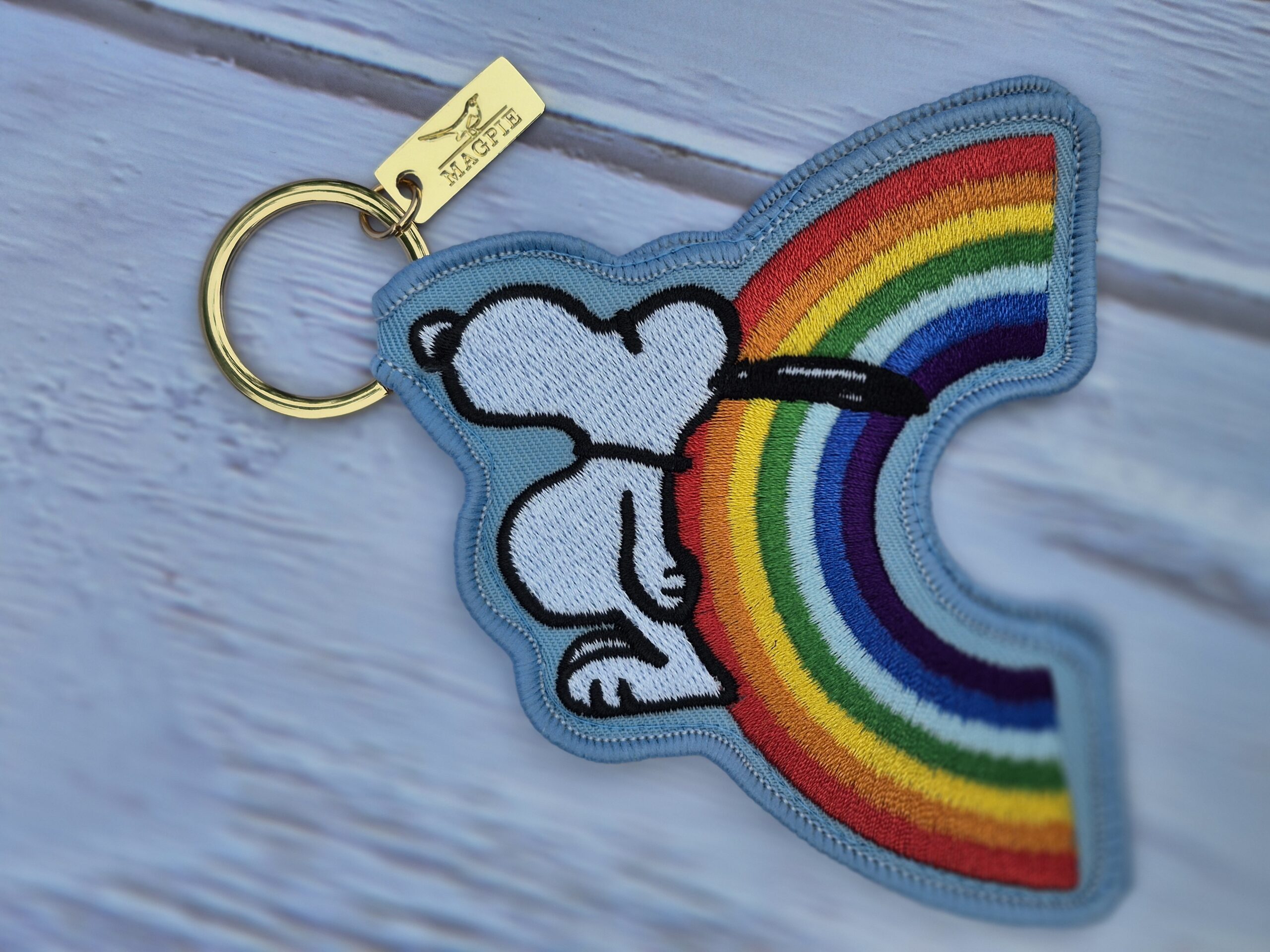 Rainbow Snoopy Bag Charm - Blue trim - Image 2