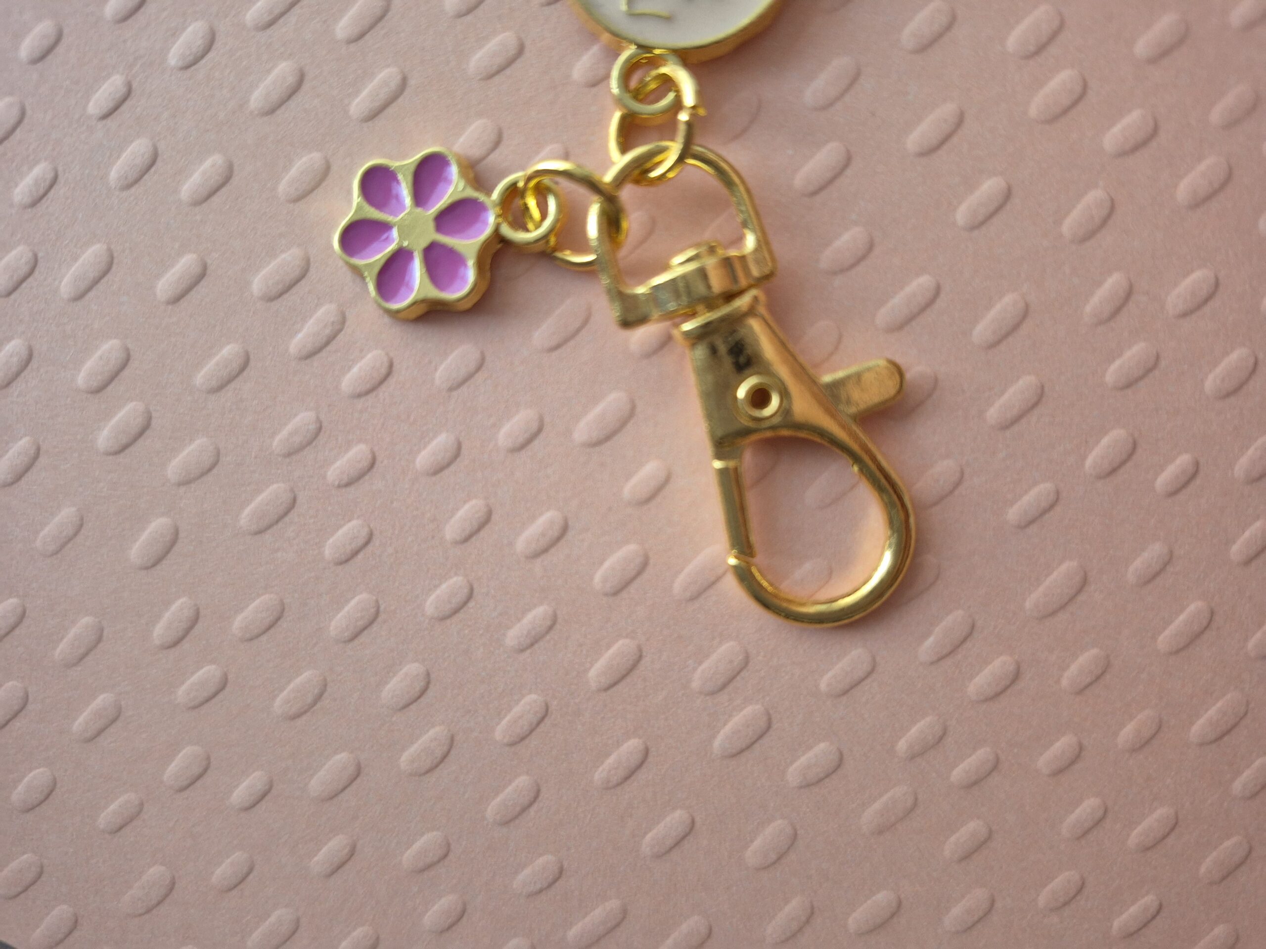 Charlie Brown Enamel Keychain with Flower Charm - Image 3