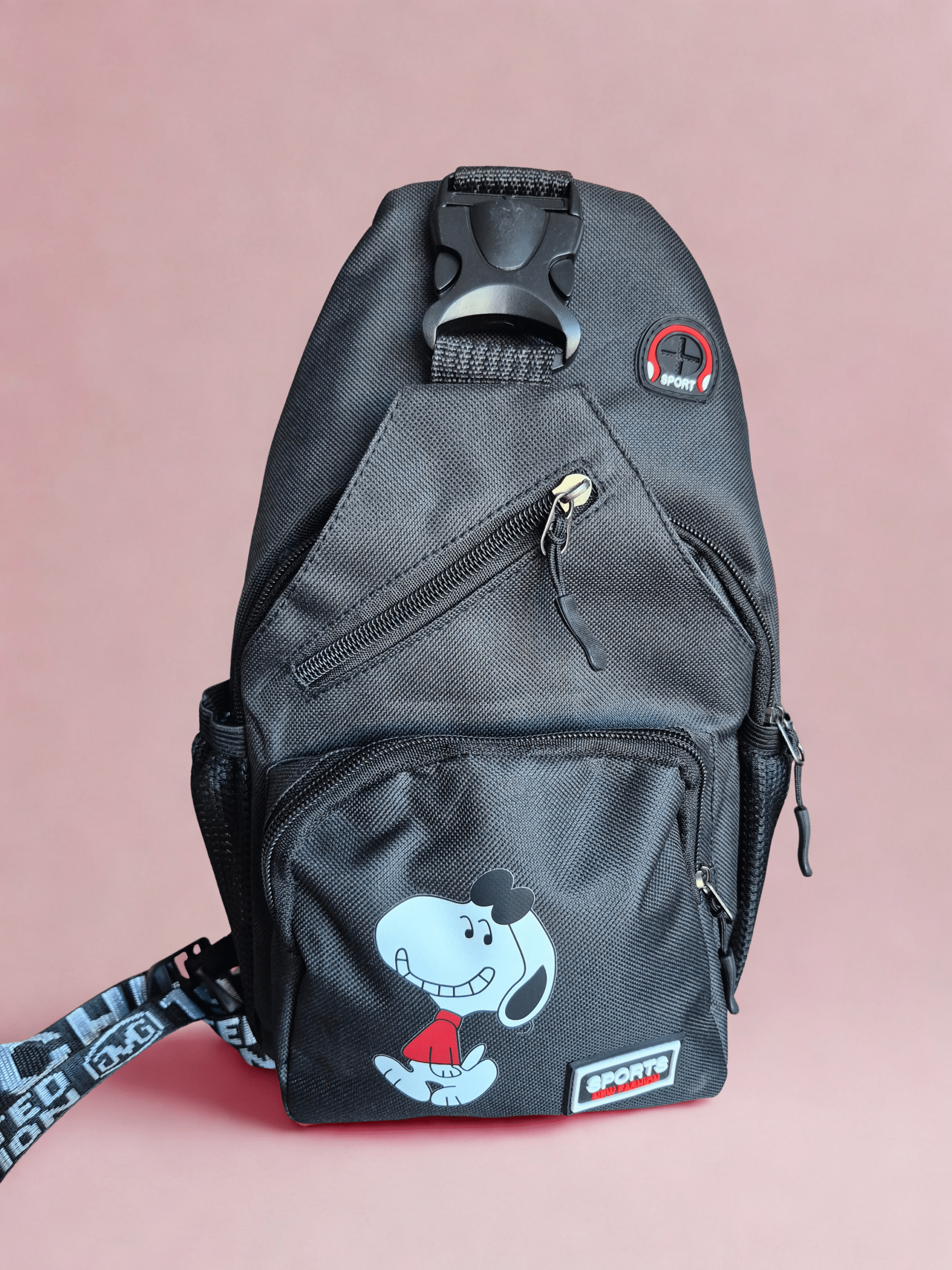 Black Snoopy Backpack – Multi-Pocket Crossbody & Backpack for Travel, College and Everyday Use